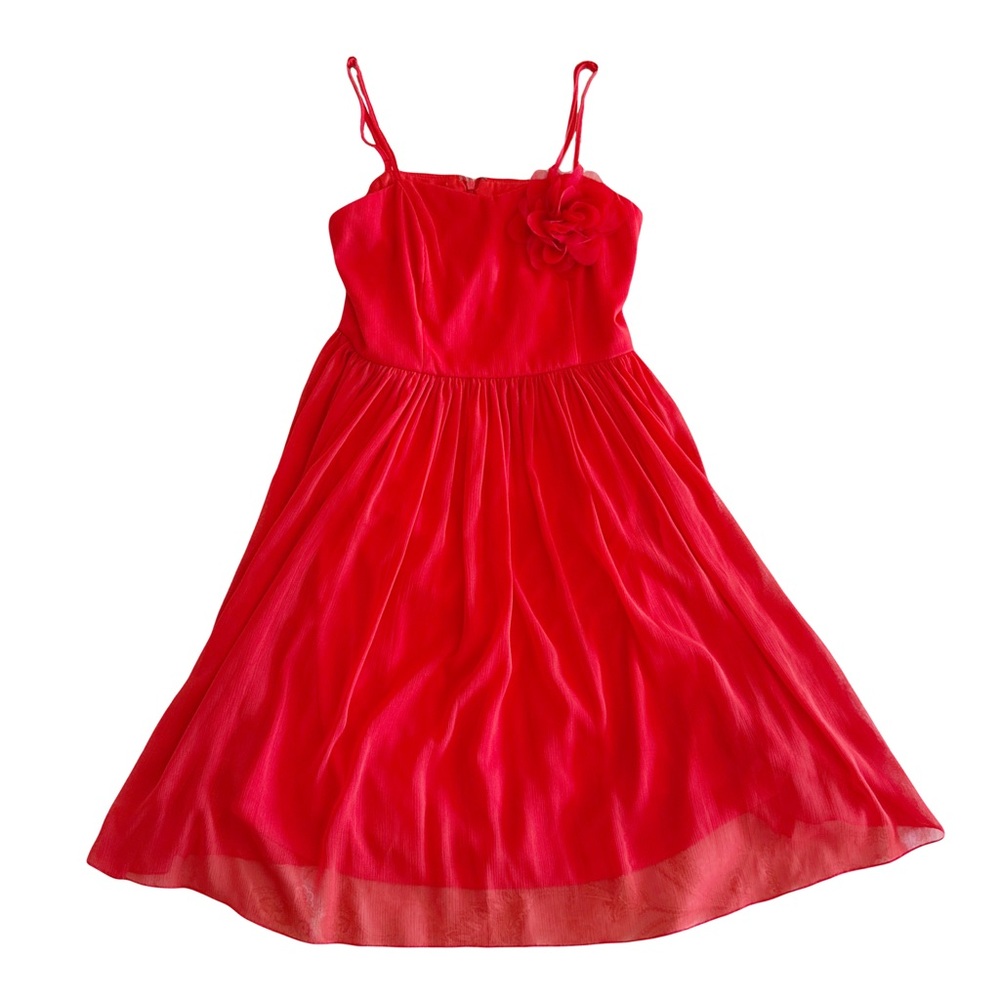 Forever 21 Red Spaghetti Strap Mini Dress w/ Flower Decal